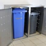 2er Mülltonnenbox Edelstahl Schiebedach