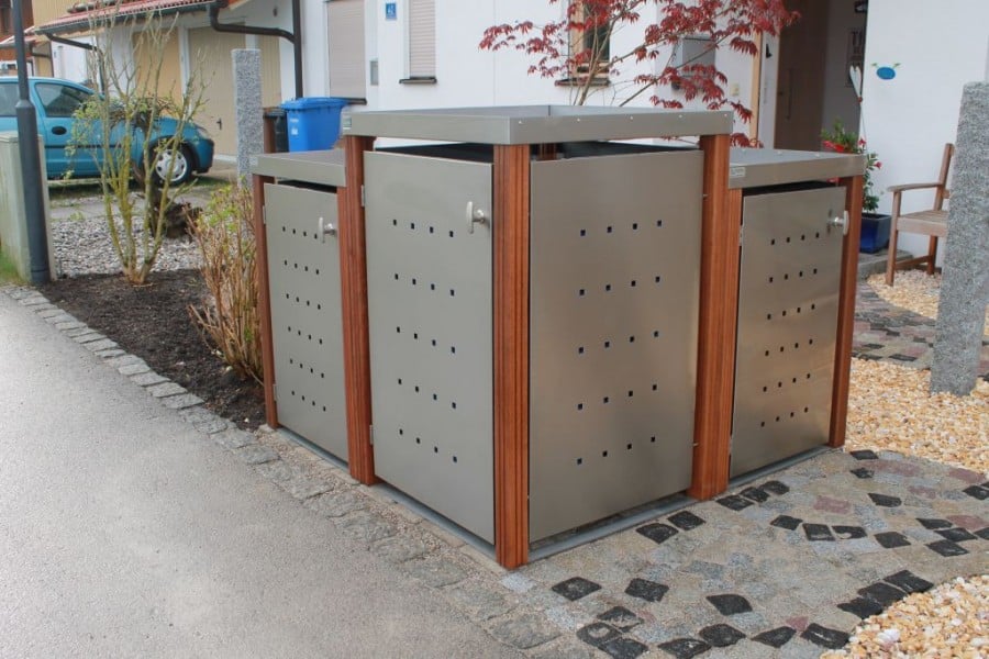 1er Mülltonnenbox Edelstahl Bangkiraipfosten Pflanzdach