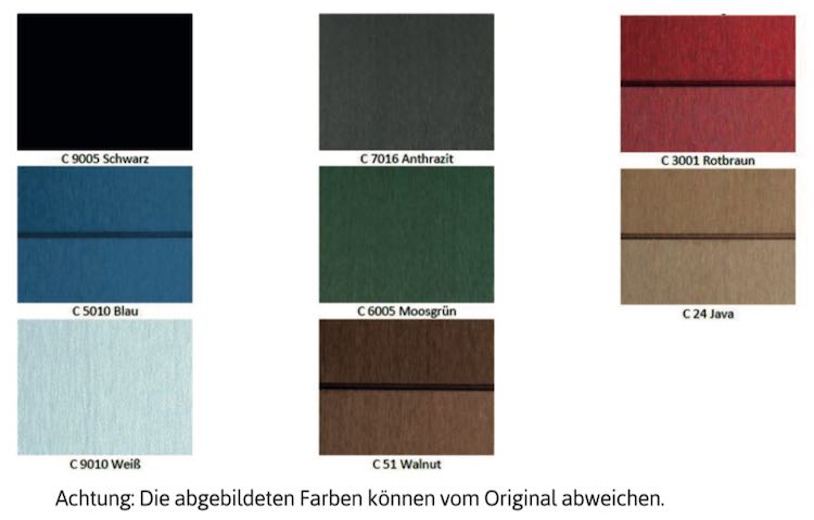 Sie können derzeit aus 8 verschiedenen Farben Ihre passende Mülltonnenbox aussuchen. Modern ist z.B. Anthrazit. Farbpalette Mülltonnenbox Kunststoff