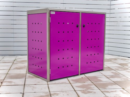 2er Mülltonnenbox Edelstahl ECO-MAX pink