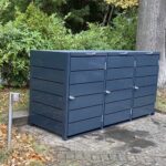 3er Mülltonnenbox Metall Farbe Lamelle