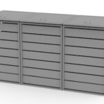 3er Mülltonnenbox Alu mit Lamelle 13 cm standard grau