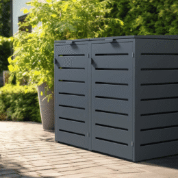 2er Mülltonnenbox Aluminium außen von Fackler Mülltonnenbox